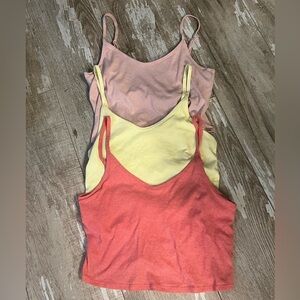 EUC! VS PINK Bundle (3)Cropped,Ribbed,Cotton Shelf bra Tank Tops! Sz-L!